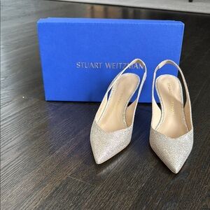 Stuart Weitzman Silver Slingback Heels